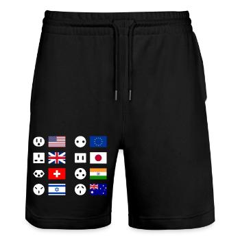 Steckertypen Länderübersicht - Stanley/Stella Unisex Bio Joggingshorts Trainer  - Schwarz - Vorne - Nik (191cm) & Marisol (170cm)