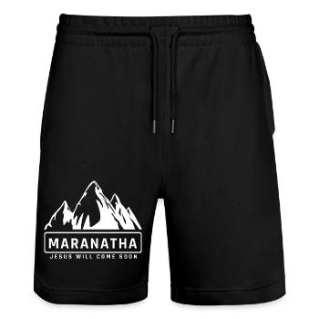 Jesus kommt wieder Bist Du bereit Gott, Christus - Stanley/Stella Unisex Bio Joggingshorts Trainer  - Schwarz - Vorne - Nik (191cm) & Marisol (170cm)