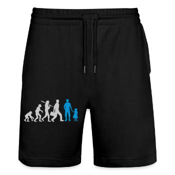 Evolution Papa Daughter Child - Stanley/Stella Trainer Unisex Organic Jogging Shorts - black - Front - Nik (191cm) & Marisol (170cm)