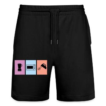 Cook - Stanley/Stella Trainer Unisex Organic Jogging Shorts - black - Front - Nik (191cm) & Marisol (170cm)