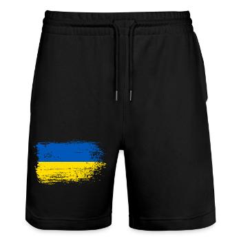 Hinweis Pinselstrich Ukraine - Stanley/Stella Unisex Bio Joggingshorts Trainer  - Schwarz - Vorne - Nik (191cm) & Marisol (170cm)