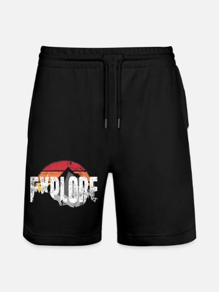 Explore Mountain Sunset Emblem - Stanley/Stella Trainer Unisex Organic Jogging Shorts - black