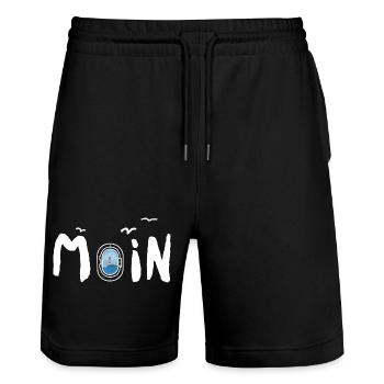 Moin Leuchtturm - Stanley/Stella Unisex Bio Joggingshorts Trainer  - Schwarz - Vorne - Nik (191cm) & Marisol (170cm)