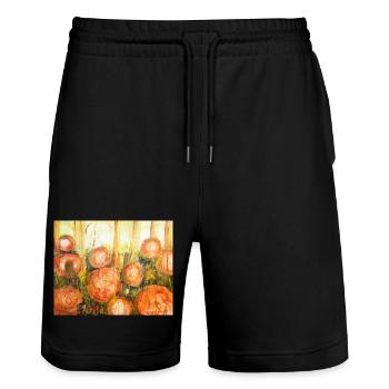 Abstrakte Baumstämme im Farbenspiel - Stanley/Stella Unisex Bio Joggingshorts Trainer  - Schwarz - Vorne - Nik (191cm) & Marisol (170cm)