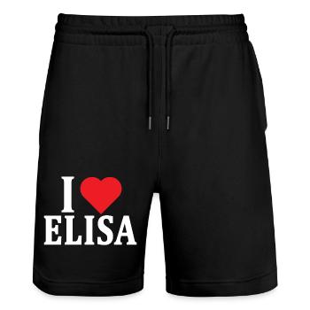 t-shirt J’adore Elisa t-shirt idée cadeau - Short de jogging bio TRAINER Stanley/Stella unisexe - noir - Devant - Nik (191cm) & Marisol (170cm)