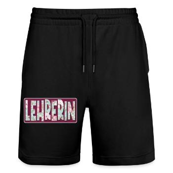 LEHRERIN - LEHRAMT ABSCHIED - Stanley/Stella Unisex Bio Joggingshorts Trainer  - Schwarz - Vorne - Nik (191cm) & Marisol (170cm)