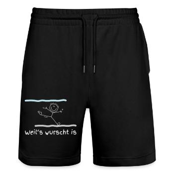 Weil's wurscht is! - Stanley/Stella Unisex Bio Joggingshorts Trainer  - Schwarz - Vorne - Nik (191cm) & Marisol (170cm)