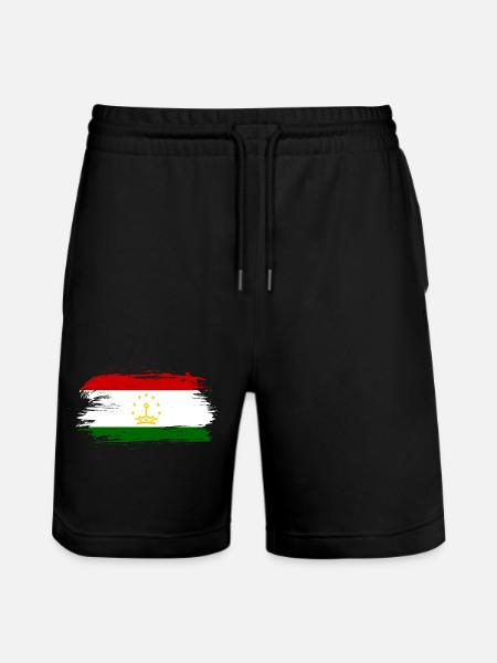 tajikistan flag - Stanley/Stella Trainer Unisex Organic Jogging Shorts - black