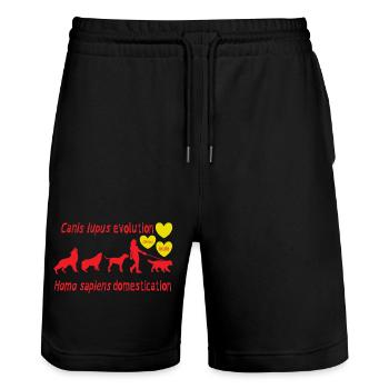 Canis lupus evolution Homo sapiens domestication - Stanley/Stella Trainer Unisex Organic Jogging Shorts - black - Front - Nik (191cm) & Marisol (170cm)
