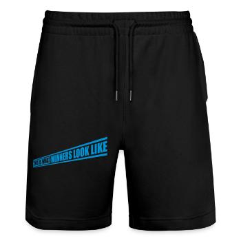 What Winners Look Like - Stanley/Stella Trainer Unisex Organic Jogging Shorts - black - Front - Nik (191cm) & Marisol (170cm)
