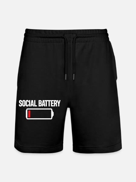 Social Battery Icon Tee - Stanley/Stella Trainer Unisex Organic Jogging Shorts - black