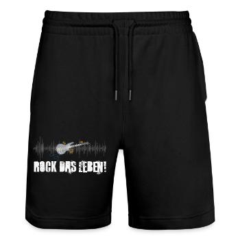 Rock das Leben! Gitarre, Musik - Stanley/Stella Unisex Bio Joggingshorts Trainer  - Schwarz - Vorne - Nik (191cm) & Marisol (170cm)