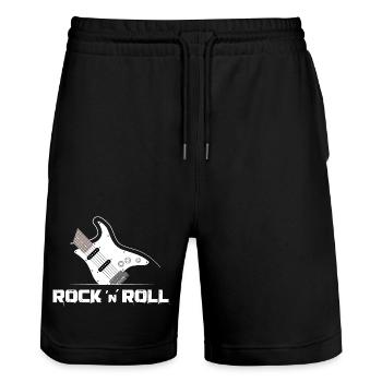 e guitar Symbol Gitarre music musician rock n roll - Stanley/Stella Unisex Bio Joggingshorts Trainer  - Schwarz - Vorne - Nik (191cm) & Marisol (170cm)