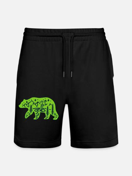 Nature totem green bear - Stanley/Stella Trainer Unisex Organic Jogging Shorts - black