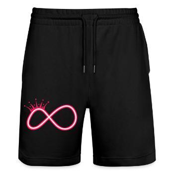 Unendlichkeit Symbol Neon rot mit Krone - Stanley/Stella Unisex Bio Joggingshorts Trainer  - Schwarz - Vorne - Nik (191cm) & Marisol (170cm)