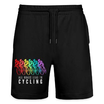 All Roads Lead to Cycling - Short de jogging bio TRAINER Stanley/Stella unisexe - noir - Devant - Nik (191cm) & Marisol (170cm)
