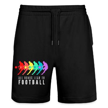All Roads Lead to Football - Short de jogging bio TRAINER Stanley/Stella unisexe - noir - Devant - Nik (191cm) & Marisol (170cm)