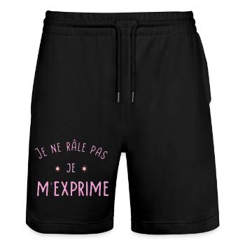 Je ne rale pas je m'exprime rose - Short de jogging bio TRAINER Stanley/Stella unisexe - noir - Devant - Nik (191cm) & Marisol (170cm)