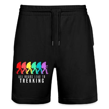 All Roads Lead to Trekking - Short de jogging bio TRAINER Stanley/Stella unisexe - noir - Devant - Nik (191cm) & Marisol (170cm)