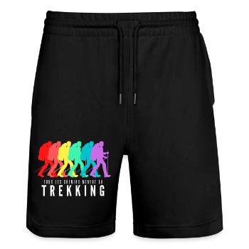 Tous les Chemins Mènent au Trekking - Short de jogging bio TRAINER Stanley/Stella unisexe - noir - Devant - Nik (191cm) & Marisol (170cm)