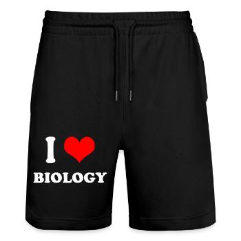 I love biology - Stanley/Stella Trainer Unisex Organic Jogging Shorts - black - Front - Nik (191cm) & Marisol (170cm)