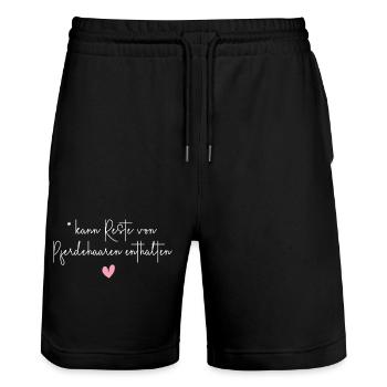 Pferde Pferdehaare lustiger Spruch Geschenk - Stanley/Stella Unisex Bio Joggingshorts Trainer  - Schwarz - Vorne - Nik (191cm) & Marisol (170cm)