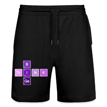 Think Big (Violet) - Short de jogging bio TRAINER Stanley/Stella unisexe - noir - Devant - Nik (191cm) & Marisol (170cm)
