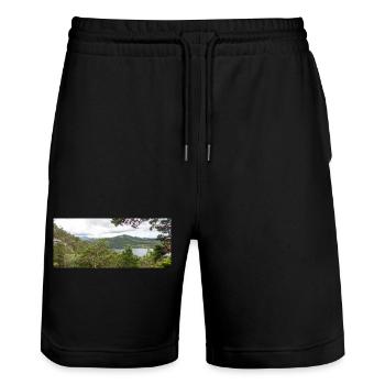 Lake Revsvatnet and landscape at Prekestolen - Stanley/Stella Trainer Unisex Organic Jogging Shorts - black - Front - Nik (191cm) & Marisol (170cm)