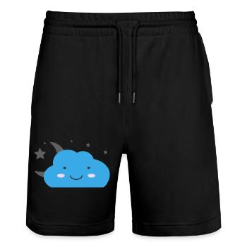 Kawaii cloud and starry sky - Stanley/Stella Trainer Unisex Organic Jogging Shorts - black - Front - Nik (191cm) & Marisol (170cm)
