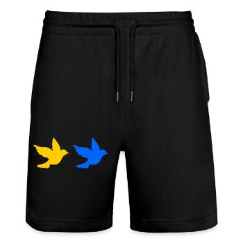 Ukraine - Stanley/Stella Unisex Bio Joggingshorts Trainer  - Schwarz - Vorne - Nik (191cm) & Marisol (170cm)