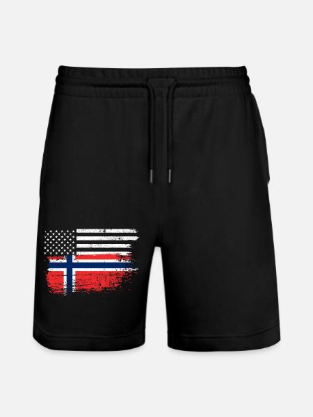 Grunge USA Norway Flag Mash - Stanley/Stella Trainer Unisex Organic Jogging Shorts - black