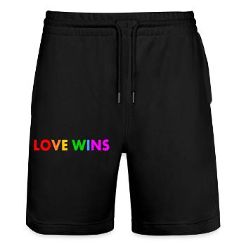 Love wins - Stanley/Stella Trainer Unisex Organic Jogging Shorts - black - Front - Nik (191cm) & Marisol (170cm)