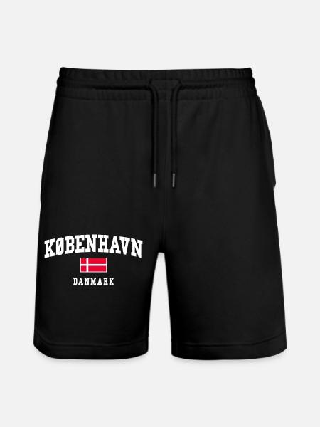 Danmarks flag med fed bue - Stanley/Stella Trainer økologiske unisex joggingshorts - sort