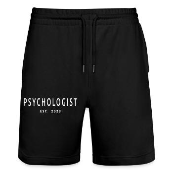 Psychologist Est. 2023 Graduation Psychology Gift - Stanley/Stella Trainer Unisex Organic Jogging Shorts - black - Front - Nik (191cm) & Marisol (170cm)