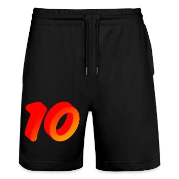 geburtstags shirts, 10 leuchtende farben - Stanley/Stella Unisex Bio Joggingshorts Trainer  - Schwarz - Vorne - Nik (191cm) & Marisol (170cm)