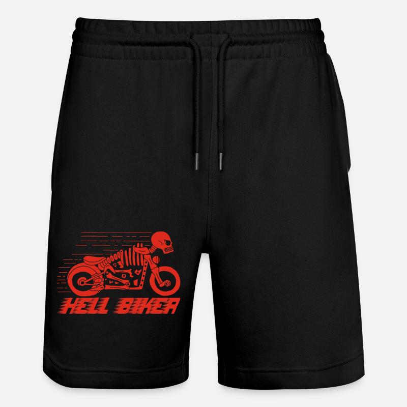 Rotes Skelett Motorrad - Stanley/Stella Unisex Bio Joggingshorts Trainer - Schwarz
