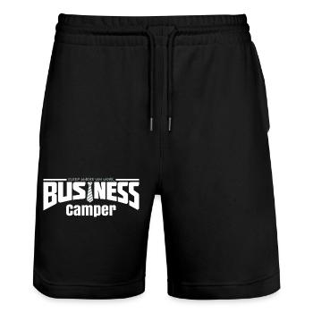 Business Camper - dormez là où vous travaillez - Short de jogging bio TRAINER Stanley/Stella unisexe - noir - Devant - Nik (191cm) & Marisol (170cm)