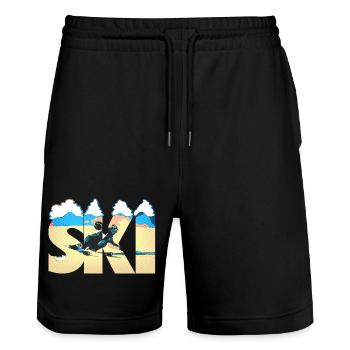 Ski Pop Art Côte - Short de jogging bio TRAINER Stanley/Stella unisexe - noir - Devant - Nik (191cm) & Marisol (170cm)