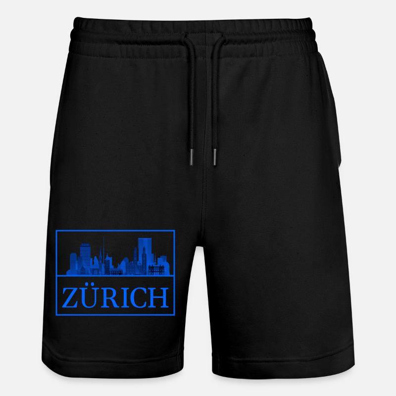 Silhouette bleue de Zurich Skyline - Short de jogging bio TRAINER Stanley/Stella unisexe - noir