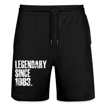 Legendary Since 1983 - Stanley/Stella Trainer Unisex Organic Jogging Shorts - black - Front - Nik (191cm) & Marisol (170cm)