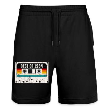 Best of 1984 Retro Cassette - Stanley/Stella Trainer Unisex Organic Jogging Shorts - black - Front - Nik (191cm) & Marisol (170cm)