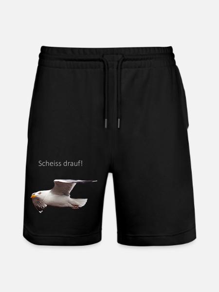Möwe im Flug Spruch - Stanley/Stella Unisex Bio Joggingshorts Trainer - Schwarz