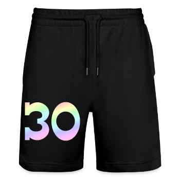 feiern, 30 pastell Verlauf - Stanley/Stella Unisex Bio Joggingshorts Trainer  - Schwarz - Vorne - Nik (191cm) & Marisol (170cm)