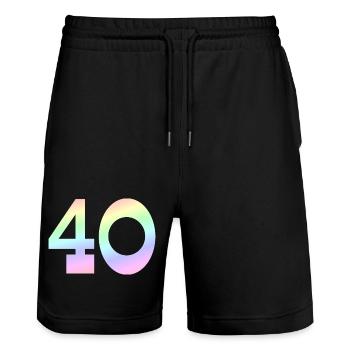 Geburtstagsgeschenk, 40 pastell Verlauf - Stanley/Stella Unisex Bio Joggingshorts Trainer  - Schwarz - Vorne - Nik (191cm) & Marisol (170cm)