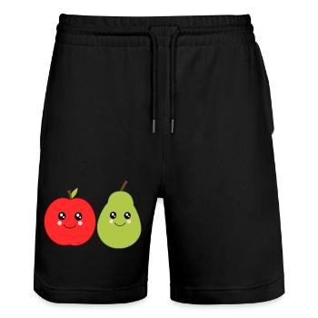 Poire Kawaii Fruits Kawaii Pomme Fruit Kawaii - Short de jogging bio TRAINER Stanley/Stella unisexe - noir - Devant - Nik (191cm) & Marisol (170cm)