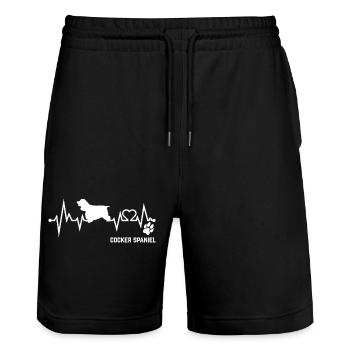 Cocker Spaniel Heartbeat Pulse ECG Cadeau pour chien - Short de jogging bio TRAINER Stanley/Stella unisexe - noir - Devant - Nik (191cm) & Marisol (170cm)