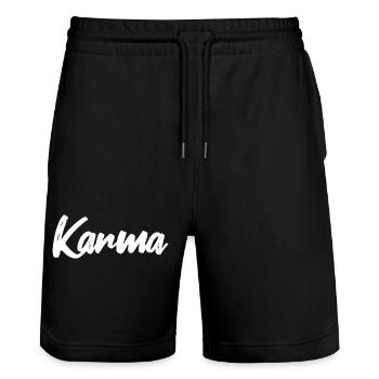 Karma - Stanley/Stella Trainer Unisex Organic Jogging Shorts - black - Front - Nik (191cm) & Marisol (170cm)