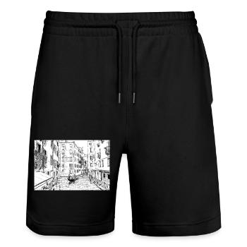 Venise - Short de jogging bio TRAINER Stanley/Stella unisexe - noir - Devant - Nik (191cm) & Marisol (170cm)