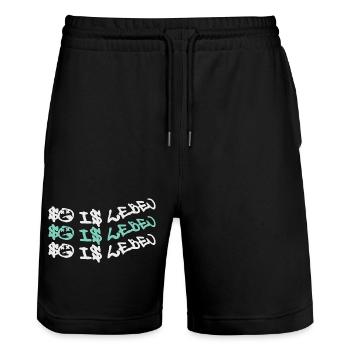 Zitat So is leben - Stanley/Stella Unisex Bio Joggingshorts Trainer  - Schwarz - Vorne - Nik (191cm) & Marisol (170cm)