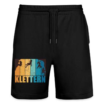 Klettern Bouldern Bergsteigen Berge Vintage - Stanley/Stella Unisex Bio Joggingshorts Trainer  - Schwarz - Vorne - Nik (191cm) & Marisol (170cm)